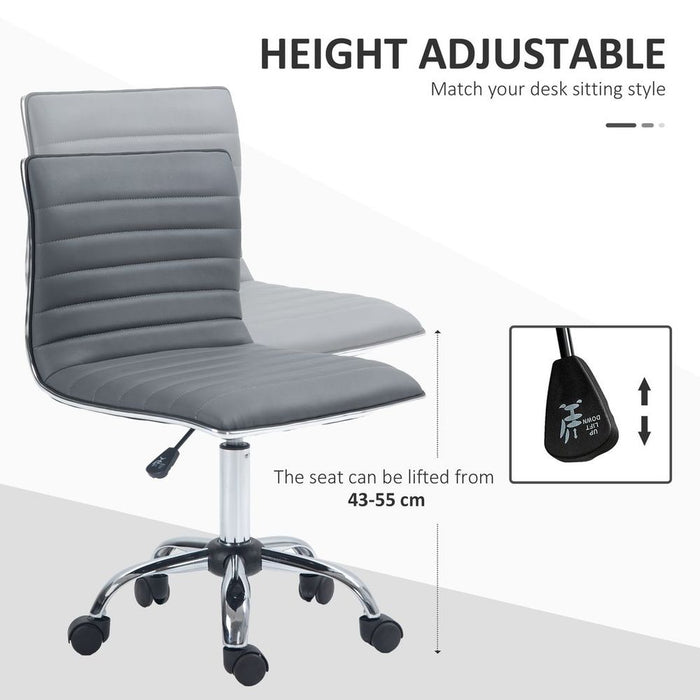 Premium Ergonomic Dark Grey Office Chair: HOMCOM Armless Mid-Back, Adjustable, 360 Swivel