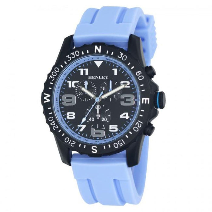 Henley Men's Multi Eye Black Dial Blue Strap Watch H02208.6