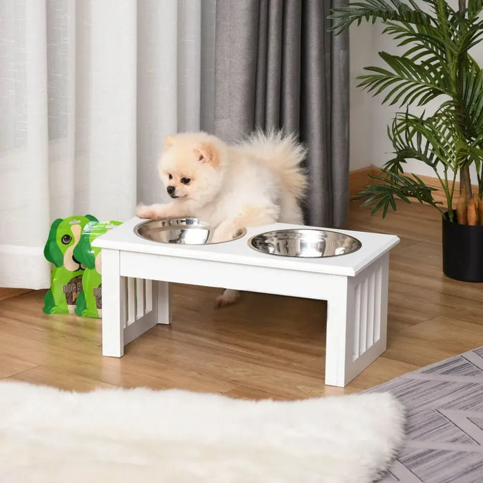 Premium Elevated Pet Feeder - Stainless Steel Bowls Stand for Small Dogs - Healthier Eating - Non-Slip Base - Easy to Clean - Durable Design