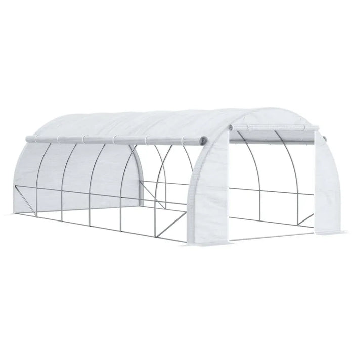 Premium 6x3x2m Poly Greenhouse Tent - Steel Frame - White