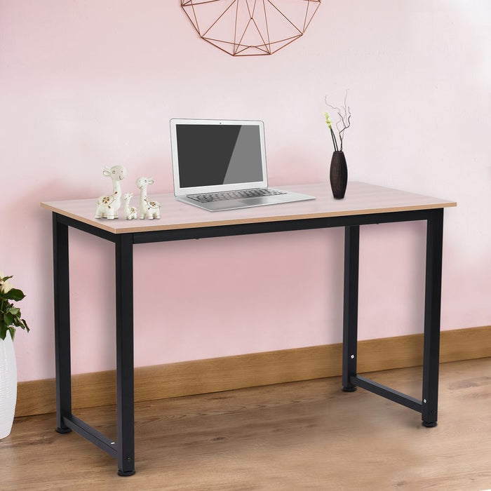 Computer Desk W/ Black Metal Frame MDF, 120W x 60D x 76Hcm-Oak Grain Tone