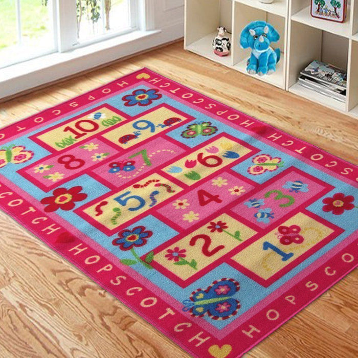 Premium Kids Rug - Pink Hopscotch - High Quality - Perfect for Kids Room - 100x165cm