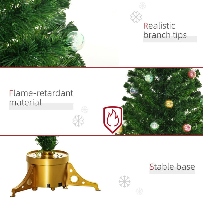 5FT Prelit Artificial Christmas Tree Fiber Optic Xmas Indoor Golden Stand Green