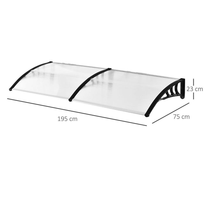 Outsunny Clear Polycarbonate Curved Awning - 80 L x 195 W x 23 H cm, White