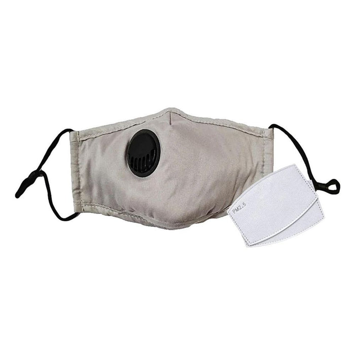 Aquarius Face Mask w/ Valve&2 Filters - Grey: Activated Carbon Non-Woven Fabric, PM 2.5 Filter, Unisex, Outdoor Activities