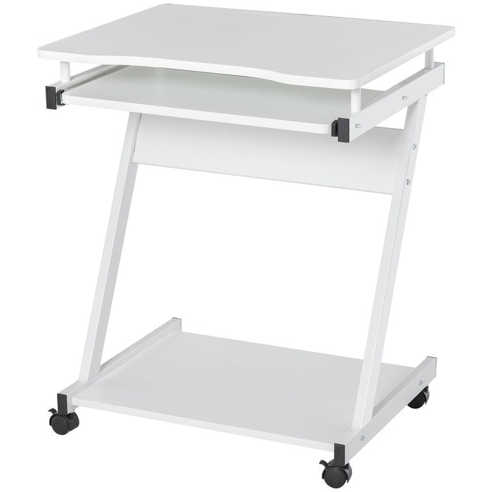 High-Quality Metal Computer Desk with Sliding Keyboard Tray & 4 Moving Wheels