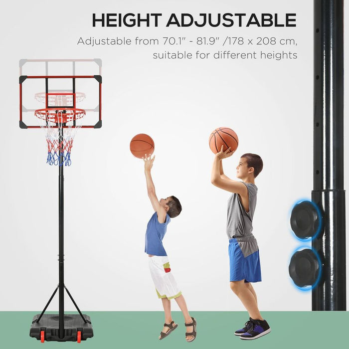 SPORTNOW Kids Adjustable Basketball Hoop: Height 1.8-2m, Portable Stand, Wheels