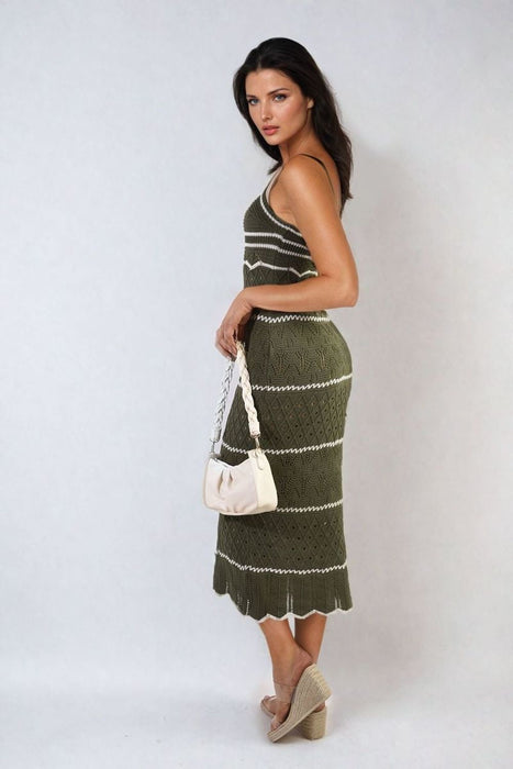 Strappy Long Knitted Stripe Cami Dress - Ultimate Style and Comfort!