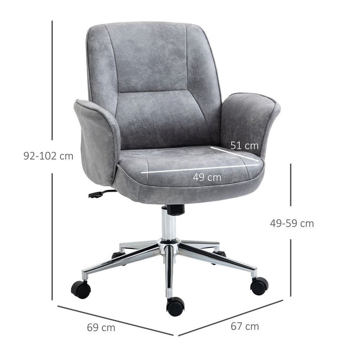 Vinsetto Swivel Office Chair | Home Desk Chair | Mid Back | Light Grey