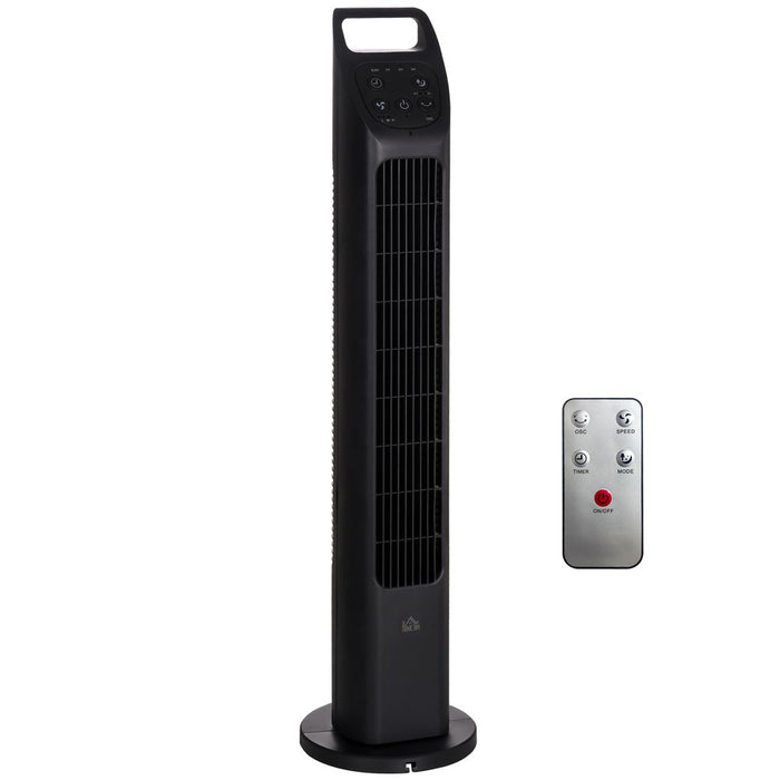 Powerful Oscillating Tower Fan, Remote Control, 4H Timer - Home/Office Cooling