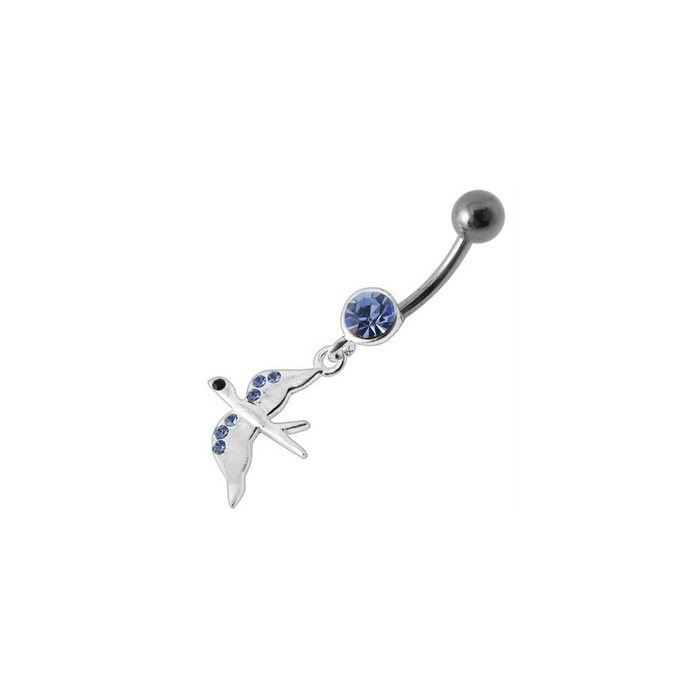 Jeweled Flying Pigeon Dangling Belly Ring