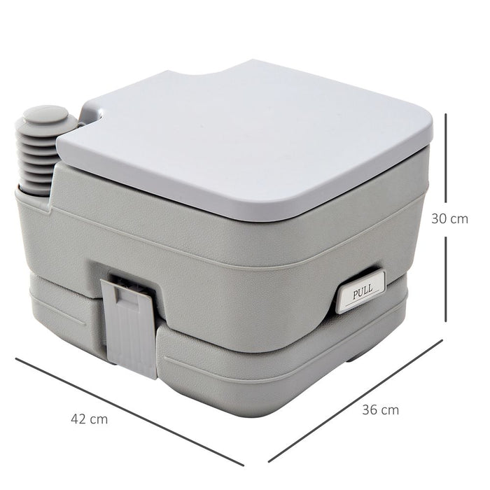 10L Portable Travel Toilet Outdoor Camping - HOMCOM - 2 Tanks for Easy Use - Grey