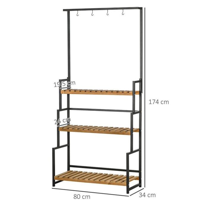 3-Tiered Plant Stand Rack | Hanging Hooks | Indoor Outdoor Decoration