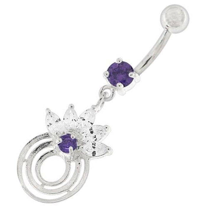 Round Circle with Crown Dangling Belly Ring