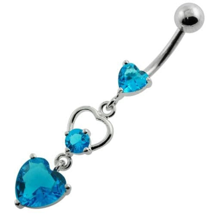 Jeweled Heart Cutout Navel Belly Piercing