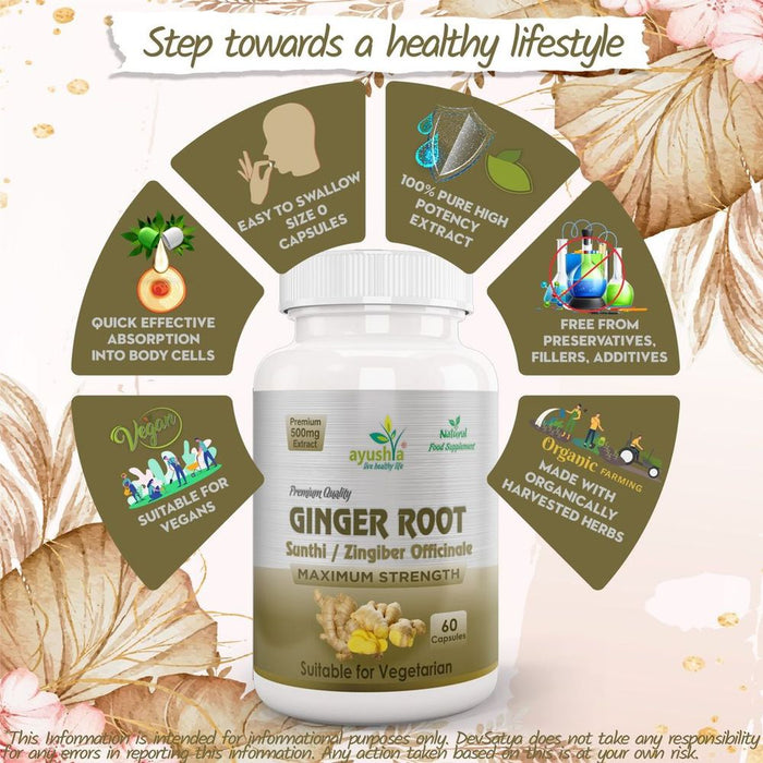 Ginger Root (Sunthi) Capsule - Best Quality, Health Benefits, Aromatic Spice - Buy Now!