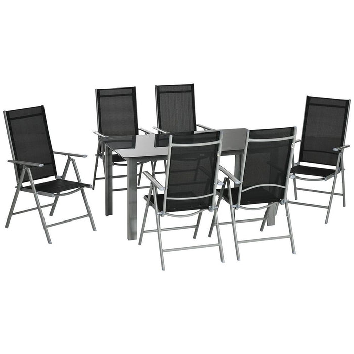 Premium Quality 7pc Outdoor Dining Set - Folding Chairs, Aluminum Table - Patio Furniture