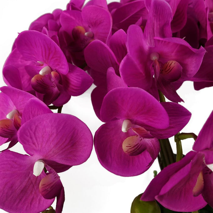 85cm Dark Pink Artificial Deluxe XL Orchid - High Quality Flowering Plant for Impressive Table Decor - 9 Leaves, 56 Flowers