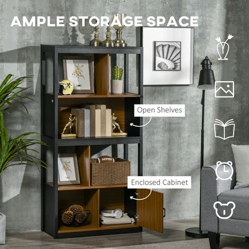 4-Tier Bookshelf Freestanding Bookcase  Storage for Study Walnut Brown