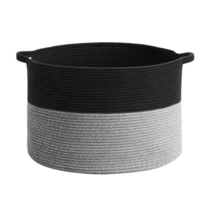 Premium Hand-Woven Laundry Basket - Black & Grey