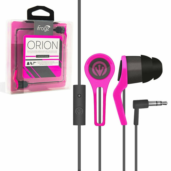 iFrogz Noise-Isolating Earbuds, Pink - Powerful Sound, Tangle-Free Cable, Comfortable Fit