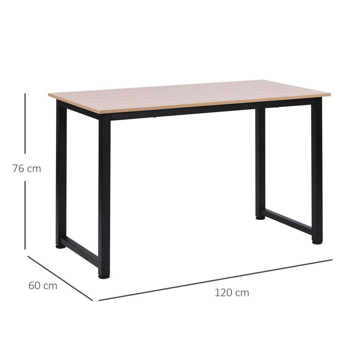 Computer Desk W/ Black Metal Frame MDF, 120W x 60D x 76Hcm-Oak Grain Tone