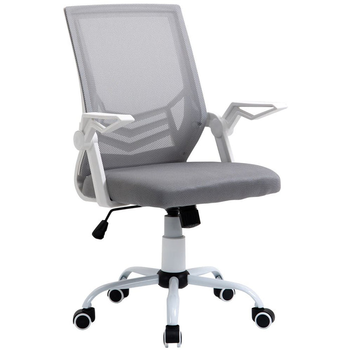 Vinsetto Office Chair, Ergonomic Desk Chair, Executive Computer Chair with 90° Flip-up Armrest and Lumbar Support, Adjustable Height for Home/Office, Grey