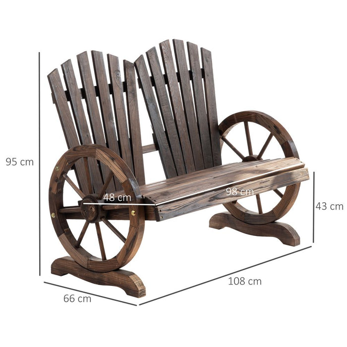 Premium 2 Seater Garden Bench | Wheel-Shaped Armrests | Carbonized | High Quality