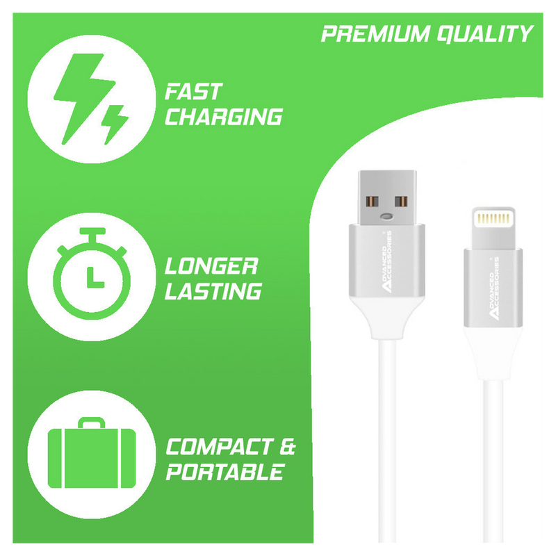 AA CHARGE-IT MFi Premium Lightning Cables - Fast Charge & Sync for Apple - 1m - White