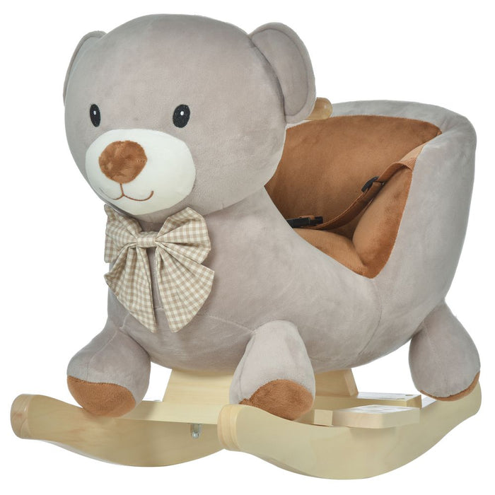 Premium Kids Rocking Bear Plush Ride On - Safe & Secure - High Quality HOMCOM