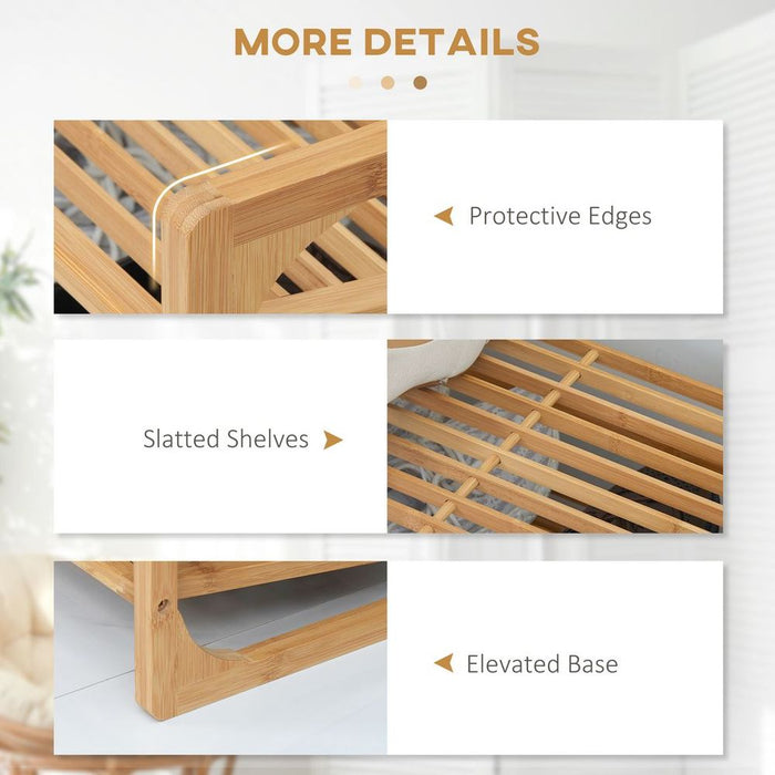 Bamboo Shoe Rack: 3-Tier Storage Shelf, Holds 9 Pair Shoes, Entryway Organizer