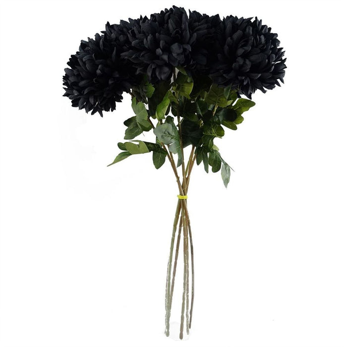 6x Black XL Reflex Chrysanthemum - Silk Petals - 75cm