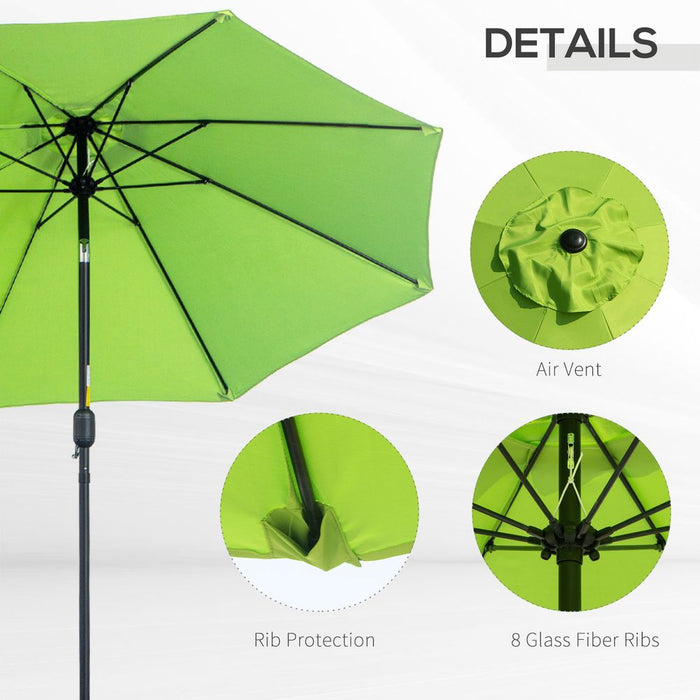 Premium Lightweight 2.7M Patio Sun Umbrella - Aluminium Canopy Tilt - Green