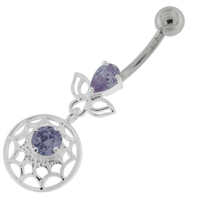 Jeweled Spider Web Dangling Navel Belly Ring