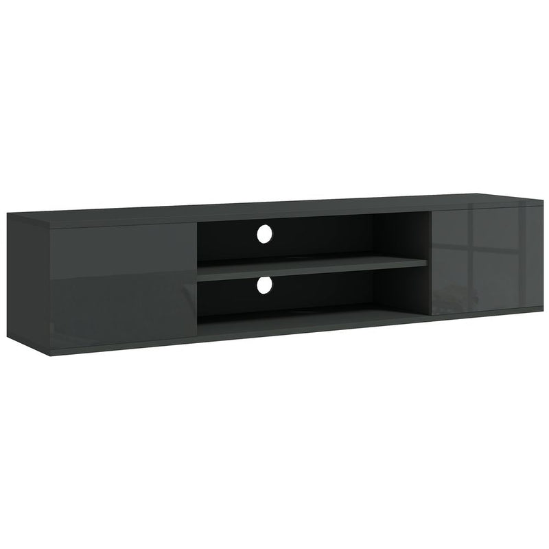 HOMCOM Floating TV Unit for 60" TVs W/ Shelves and Cabinets, Grey