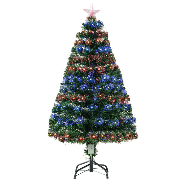 4ft Prelit Artificial Christmas Tree with Multi-Coloured Fiber LED Light Green