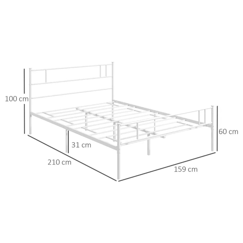 Premium HOMCOM Double Metal Bed Frame: Headboard, Footboard, Storage - High Quality
