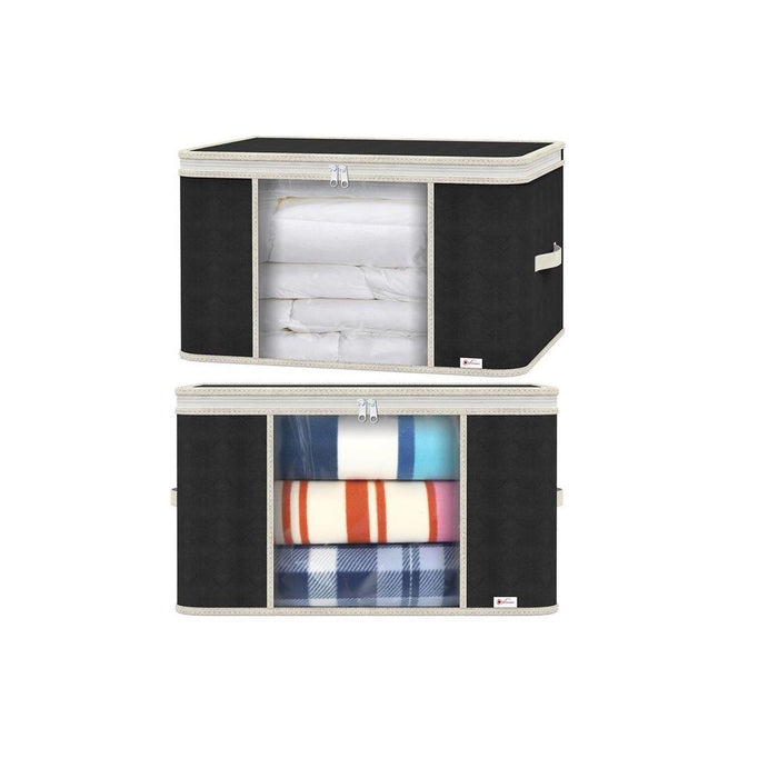 2pc Deluxe Storage Bags Black - Enormous Capacity - Premium Material - Clear Window - Strengthened Design - Multifunctional