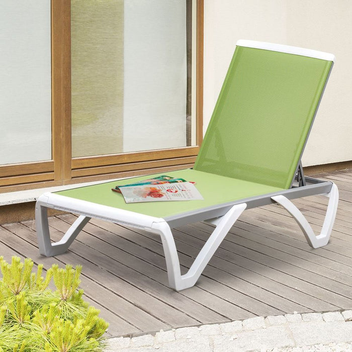 Outsunny Chaise Patio Lounge - 5-Level Adjustable Back - Green