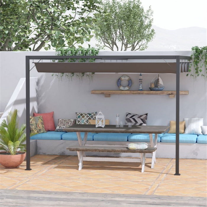 Pergola Retractable Canopy | Metal Frame | Grey 294L x 294W x 226H cm