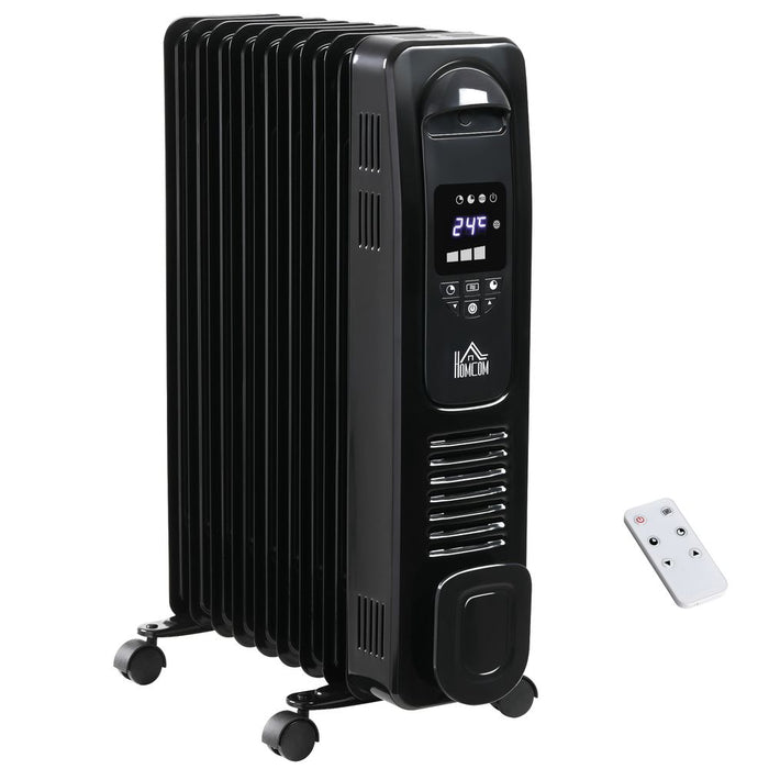 2000W Oil Filled Radiator Electric Heater LED Display Timer - Portable & Efficient Heating