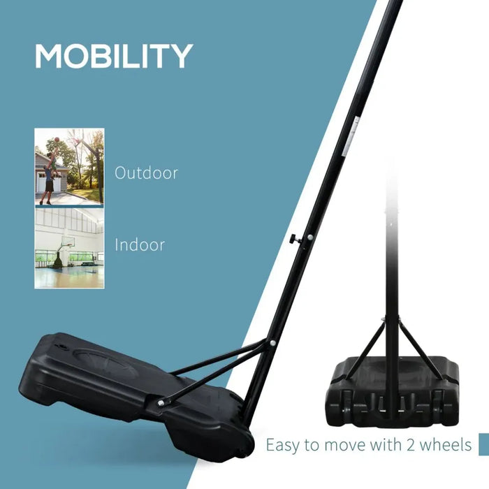 Pro Outdoor Adjustable Basketball Hoop Stand, Stable Base 258-314cm, Wheels