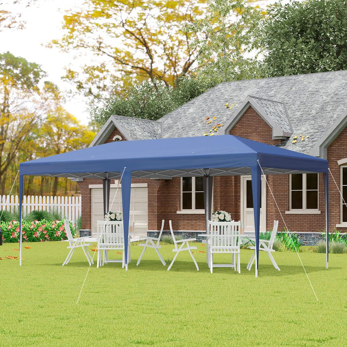 Premium Double Roof Pop Up Gazebo, 6x3m, Blue Heavy Duty Canopy Tent, Bag