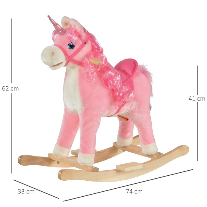 Interactive Rocking Unicorn Ride-On Horse with Moving Mouth & Tail Sounds 36-72 Mnths