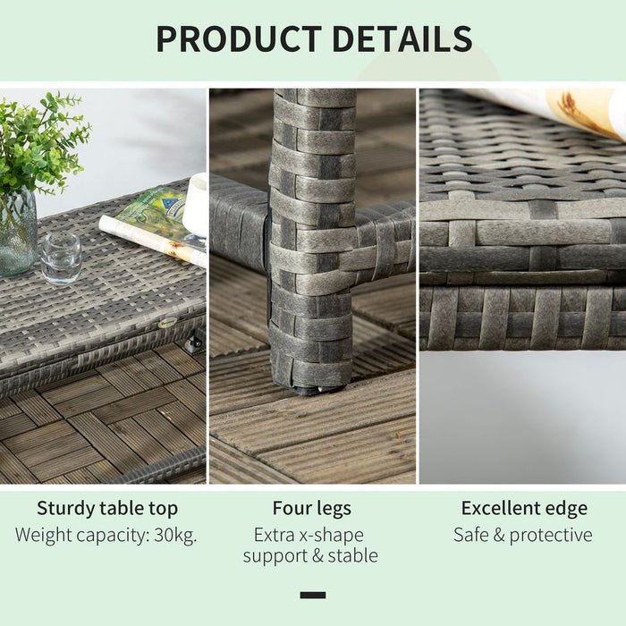 Premium Grey Outdoor Coffee Table - Durable Rattan Top, Sturdy Steel Frame, Spacious Design, Easy Assembly