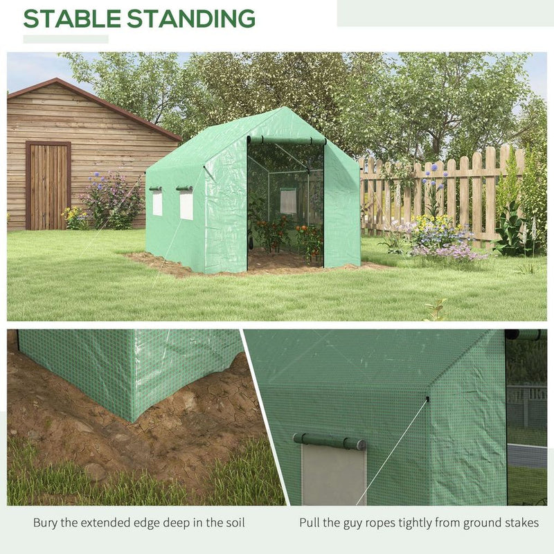 Outsunny Tunnel Greenhouse - UV-resistant PE Cover, Wide Door, 2x3m, Green