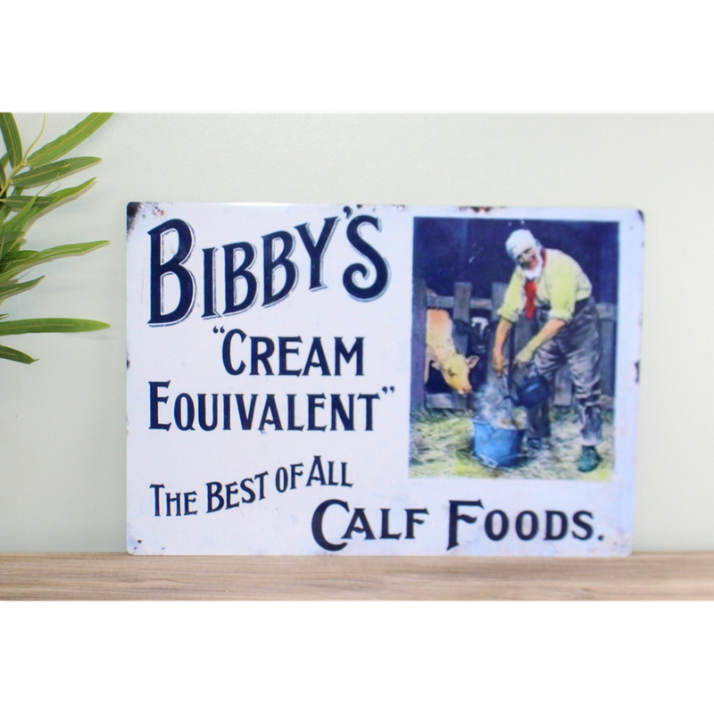 Retro Metal Sign - Vintage Bibby's Calf Foods Advertisement