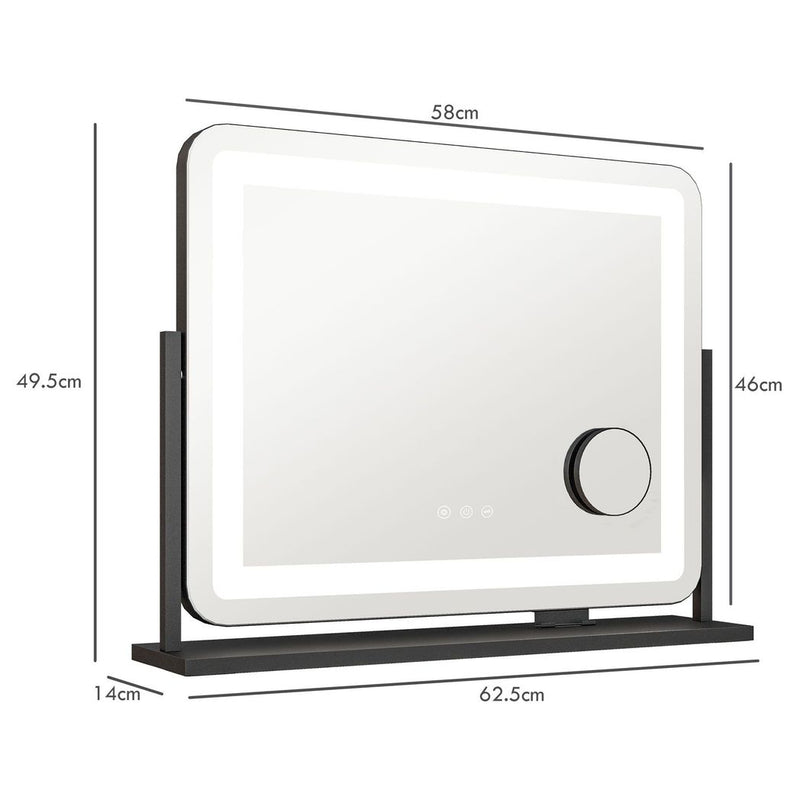 HOMCOM Dimmable Lighted Makeup Mirror with Magnifier, USB Port, 360° Rotation