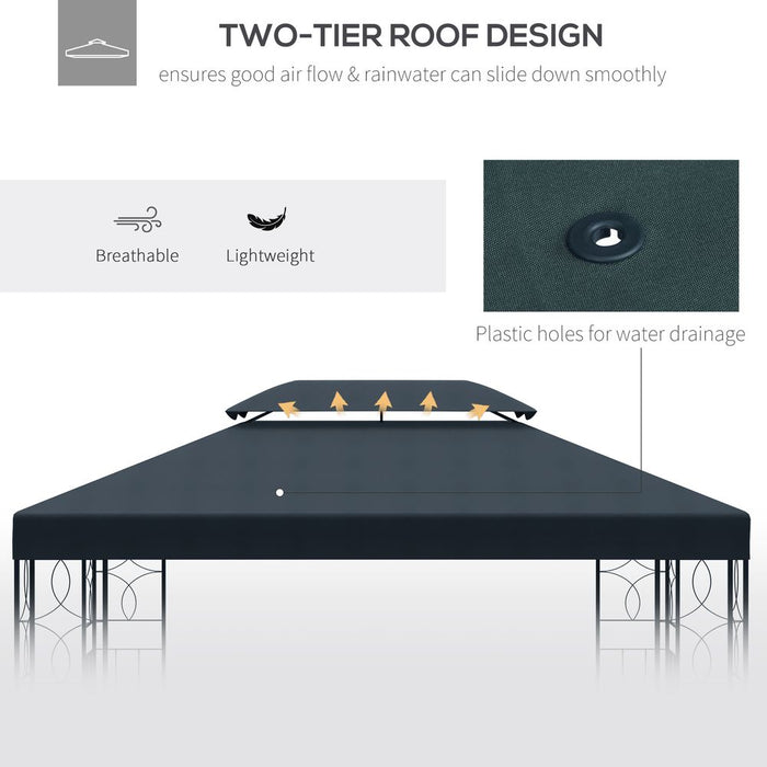 Gazebo Replacement Roof Canopy - High Quality, Waterproof, Durable - Fits 3x4m Gazebos - Easy Refresh for Garden Furniture