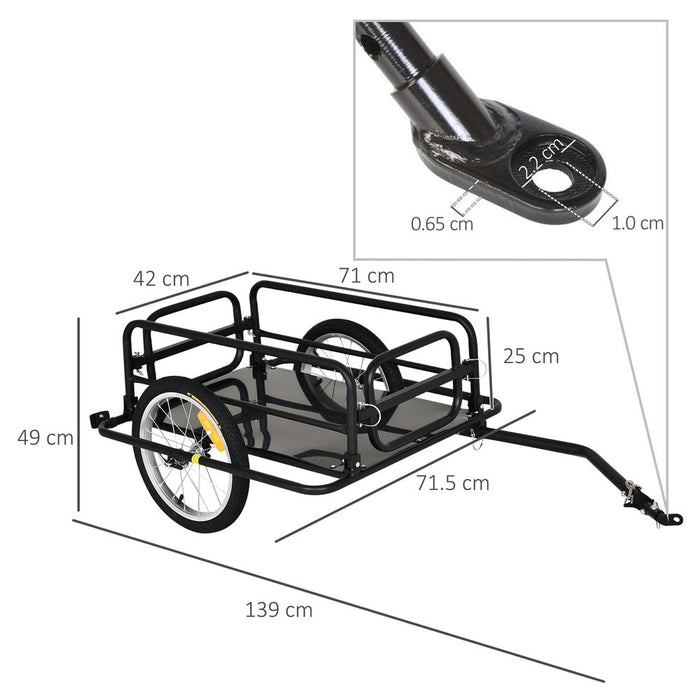 Folding Bike Cargo Trailer Extra Storage Carrier-Black